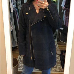 Navy Blue Plaid coat